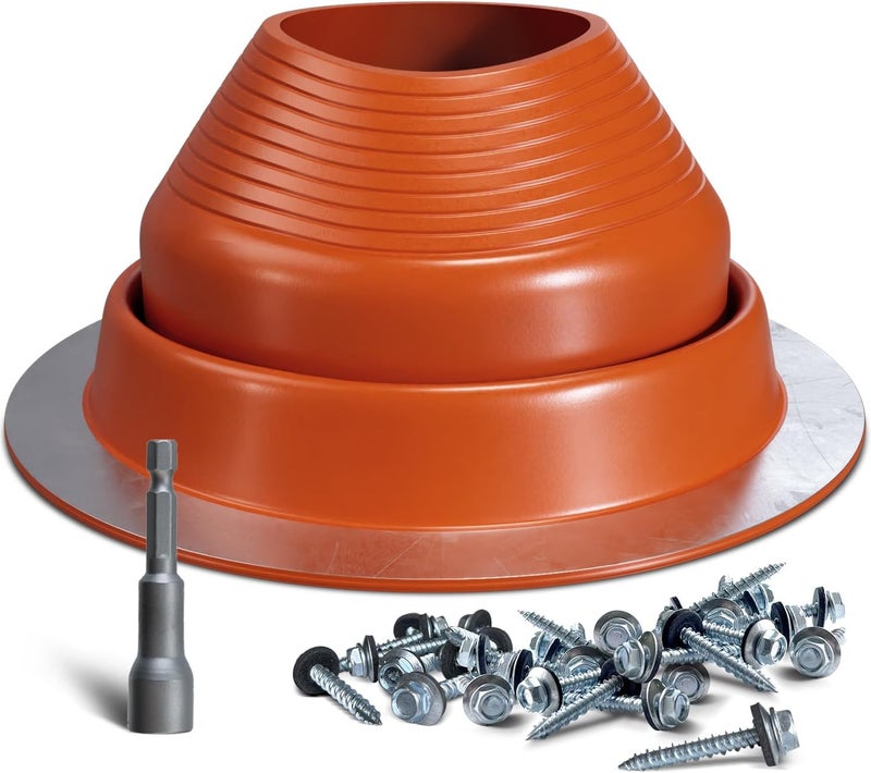 VIVIDA #7 Silicone Metal Roof Pipe Flashing, High Temp Vent Boot Flexible Roof Jack for Pipe OD 6" to 11", Roofing Screws & Hex Socket Included, 1 Pack - Image 1